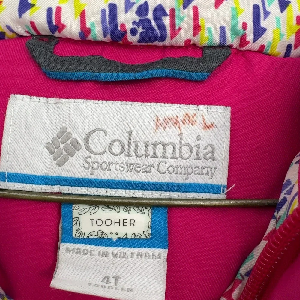 Columbia Jacket Toddler 4T Pink Hooded Fleece Lined Winter Gorpcore Outdoor